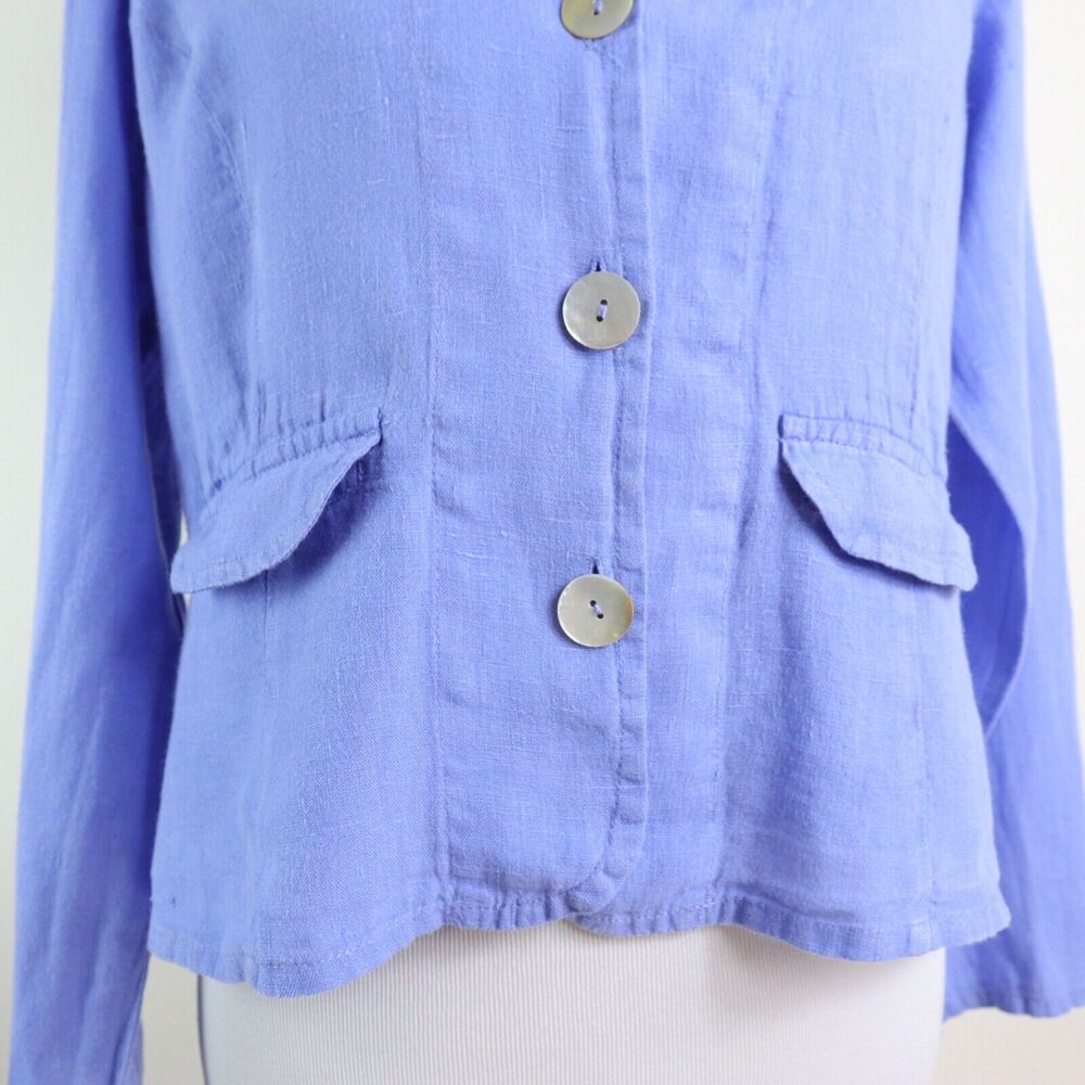 Flax Size Xs Woven Linen Button Front Jacket Blaz… - image 8
